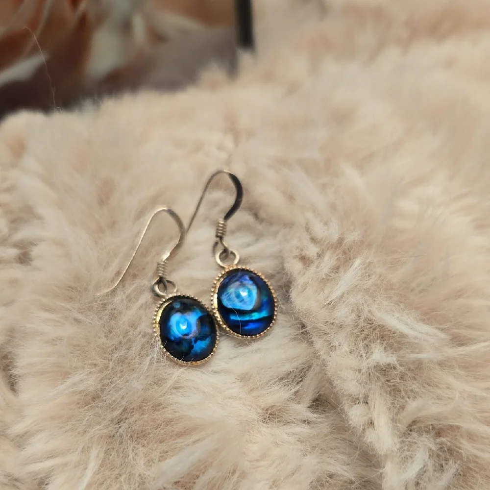 Elegant Blue/Silver Glass Earrings - Picture 2 of 4